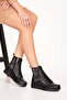 Women's Genuine Leather Snake Detailed Rubber Lace-Up Boots Elnr.5911 - 3