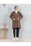 Women's Mother Long Thin Buttoned Pocketed Combed Cotton Cardigan Mother's Day