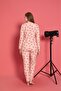 Women's Crew Neck Printed Suede Soft Fabric Long Sleeve Pajamas Set - 3