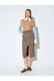 X Selected by Melis Ağazat - Houndstooth Patterned Front Slit Detailed Pocketed Belted Midi Length