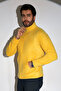 Men's Standard Fit Stand Collar Full Zip Yellow Fleece - 5