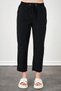 Women's Black Tie Waist Carrot Leg Poplin Trousers - 3