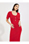 Rib Knit Scoop Neck Sweater Midi Dress - 5
