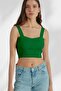Women's Green Strappy Crop Tank Top