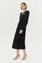 Lycra Black Maxi Dress with Embroidered Collar Detail - 4