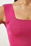 Women's Fuchsia Square Collar Knitwear Undershirt - 6