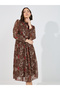 Paisley Print Tie Up Neck A-Line Midi Dress - 5