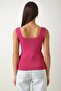 Women's Fuchsia Square Collar Knitwear Undershirt - 8