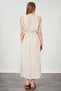 Women's Stone V-Neck Shoulder-Tied Muslin Fabric Dress - 4