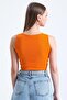 Women's Orange Crew Neck Sleeveless Camisole Tank Top - 6