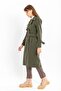 100% Cotton Gabardine Long (110cm) Lined Belted Women's Trench Coat 1111 - 3