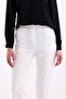 White Back Elastic High Waist Ankle Length Women's Comfortable Fabric Trousers 2344 - 8