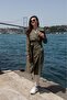 100% Cotton Gabardine Long (110cm) Lined Belted Women's Trench Coat 1111 - 6