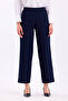 Navy Blue Back Elastic High Waist Wide Leg Palazzo Women's Comfortable Fabric Trousers 2345 - 4