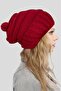 Women's Thick Knitted Beanie with Pompom