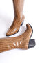Women's Special Western Design Pointed Toe Thick Heeled Zippered Croco Boots - 2