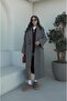 Gray Black Herringbone Patterned Coat - 4
