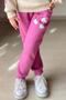 Girl's Pink Tracksuit Set with Stitch Character and Angel Text Printed - 3