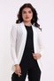Women's Ecru Fake Long Sleeve Oval Skirt Knitted Jacquard Stretchy Combed Cotton Cardigan - 3