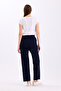 Navy Blue Elastic Waist High Waist Wide Leg Palazzo Women's Comfortable Fabric Trousers - 4