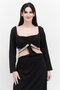 Women Plus Size Cut Out Crystal Strap Maxi Dress, Black - 2