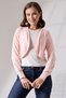 Hummer Women's Soft Textured Jacquard Combed Raglan Long Sleeve Oval Skirt Short Cardigan & Bolero - Salmon - 4
