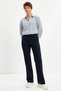 Navy Blue Classic High Waist Double Collet Pants - 6