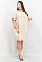 Women Allover Print Mini Dress, Beige