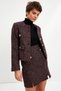 Claret Red Classic Houndstooth Button Detailed Jacket - 5