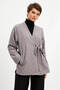 Gray Double Breasted Tie Thin Quilted Jacket - 7