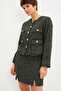 Green Classic Houndstooth Button Detailed Jacket - 5