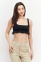 Women U-Neck Sleeveless Plain Tops, Black