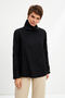 Black High Collar Sleeve Button Blouse - 4