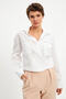 White Double Breasted Stone Crop Blouse - 5