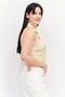 Women Halter Neck Sleeveless Floral Print Top, Yellow - 3