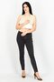 Women Halter Neck Sleeveless Textured Crop Top, Beige - 4