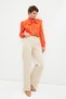 Ecru 5-Pocket Pipe Leg Trousers - 6