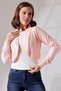 Hummer Women's Soft Textured Jacquard Combed Raglan Long Sleeve Oval Skirt Short Cardigan & Bolero - Salmon - 6