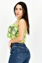 Women U-Neckline Sleeveless Crochet Top, Lime - 2