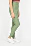 Women Plain Pull On Leggings, Khaki - 4
