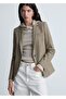 Micro Houndstooth Patterned Blazer Jacket