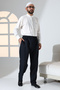Men's Relaxed Fit Elastic Waist Pocketed Hajj and Umrah Fabric Shalwar Trousers - Navy Blue (Krk)