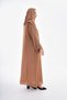 Hijap Mustard Color Hooded Shimmering Fabric Stone Detailed Hidden Snap Fastener Abaya Ferace Standard 38-44 - 6