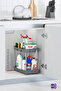 2-Tier Organizer Shelf with Wheels Gray, Bathroom Cabinet, Kitchen Counter and Under Sink, Detergent Holder - 2
