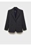 Straight Cut Micro Houndstooth Patterned Blazer Jacket - 3