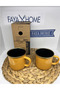 Zinc Enamel 2 Pieces Mug Cup Yellow Color 550 ml