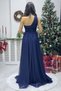 Women's One Shoulder Pleated Flared Evening Dress Navy Blue, Black - 5