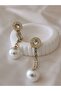 Stoned Dangle Pearl Women's Earrings New Year Earrings Stainless Steel - 5