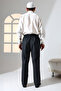 Men's Relaxed Fit Elastic Waist Pocketed Hajj and Umrah Fabric Shalwar Trousers - Anthracite (İsr) - 7