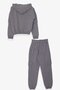 Girl's Tracksuit Set with Text Printed Cargo Pocket, Age 8-14, Dark Gray Melange - 6